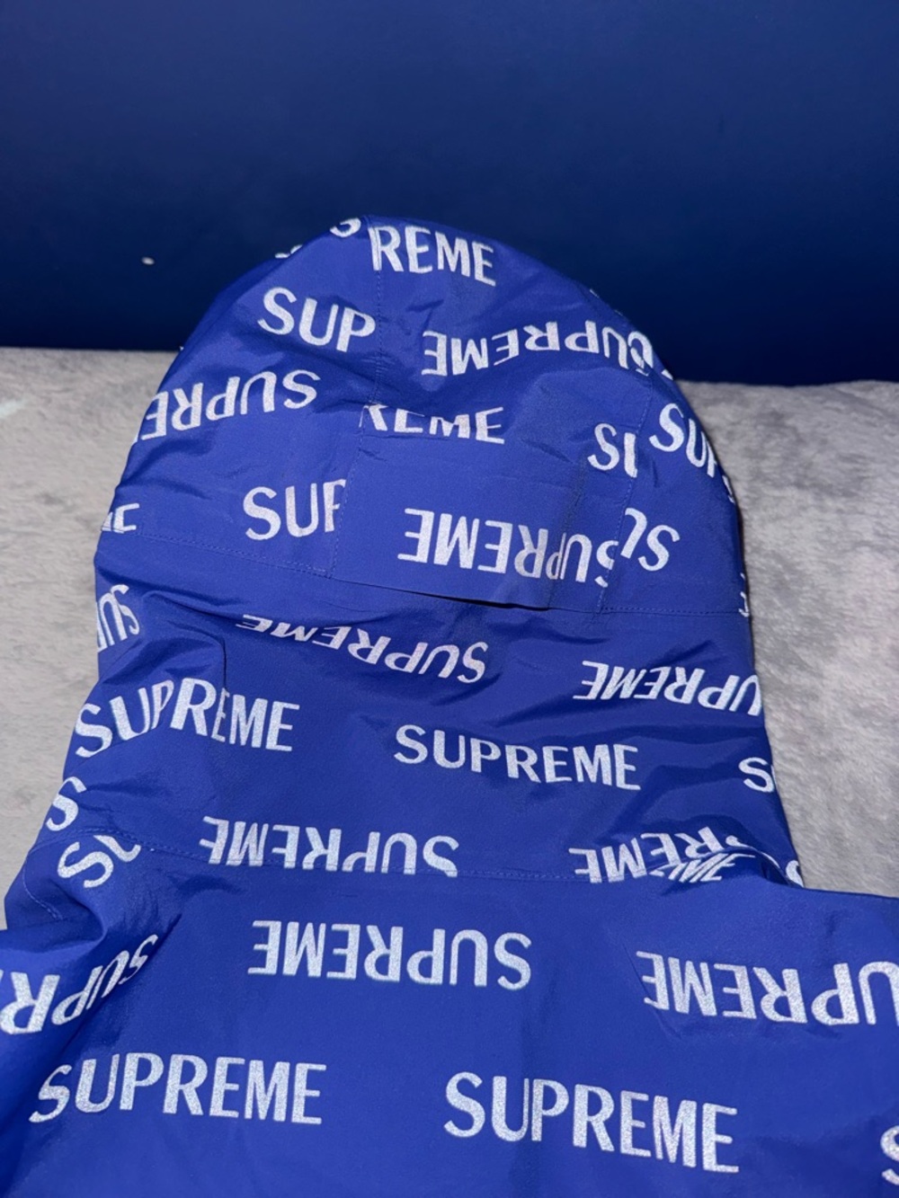 Mens Supreme 3M Reflective Repeat Taped Seam Jacket Blue - Picture 13 of 14